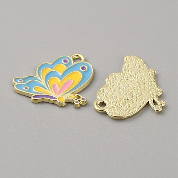 Alloy Enamel Pendants, Light Gold, Butterfly Pattern, 19x19x1mm, Hole: 1.8mm