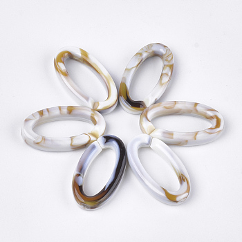 Acrylic Linking Rings, Quick Link Connectors, For Jewelry Chains Making, Imitation Gemstone Style, Oval, Floral White, 35x19.5x6mm, Hole: 25.5x10mm, about 235pcs/500g