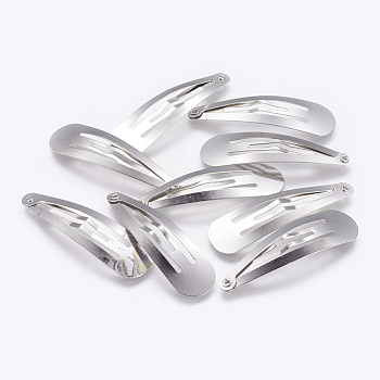 Iron Snap Hair Clip Findings, Platinum, 58mm