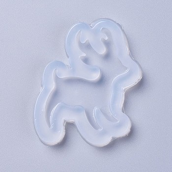 Christmas Silhouette Silicone Molds, Resin Casting Molds, For UV Resin, Epoxy Resin Jewelry Making, Christmas Reindeer/Stag, White, 60x53x7mm, Inner Diameter: 45x35mm