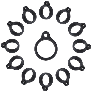 50Pcs Silicone Pendant, for Electronic stylus & Lighter Making, Ring, Black, Inner Diameter: 13mm