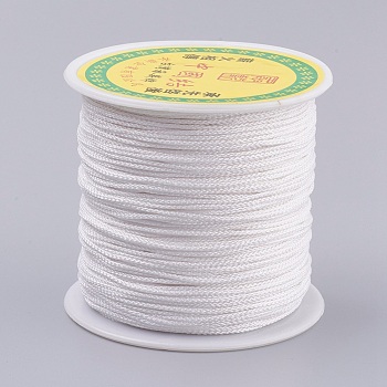 Polyester Cord, White, 0.8mm, about 87.48 yards(80m)/roll