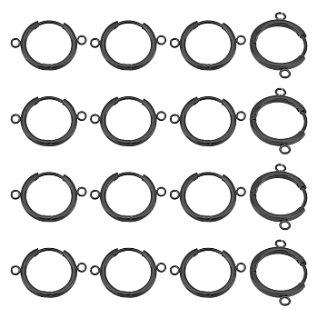16Pcs Stainless Steel Hoop Earring Findings, with Double Loops, Gunmetal, 12 Gauge, 22x15x2mm, Hole: 1.6mm, Pin: 1mm