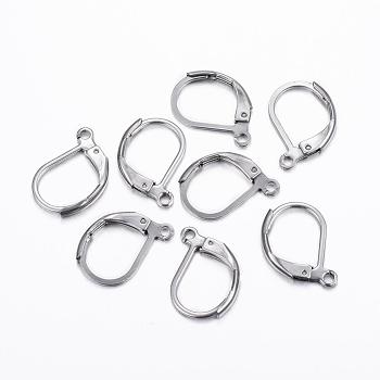 304 Stainless Steel Leverback Earring Findings, with Loop, Stainless Steel Color, 16x10.5x2mm, Hole: 1.5mm, Pin: 1mm