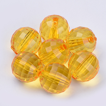 Transparent Acrylic Beads, Faceted, Round, Orange, 8x8mm, Hole: 1.5mm, about 177pcs/50g