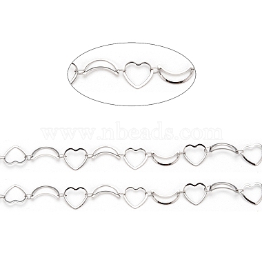 201 Stainless Steel Moon & Heart Link Chains(CHS-F015-02P-1)-2