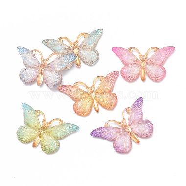 Mixed Color Butterfly Plastic Pendants