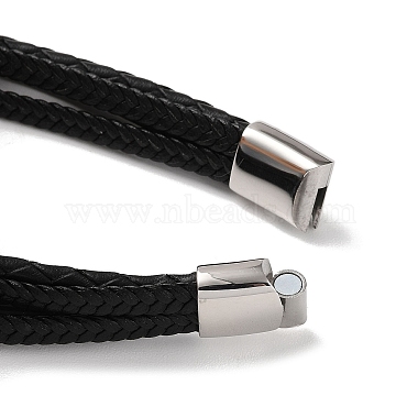 Men's Braided Black PU Leather Cord Multi-Strand Bracelets(BJEW-K243-10P)-4