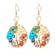 Natural & Synthetic Mixed Gemstone Chips Braided Ring with Tree of Life Dangle Earrings(EJEW-JE04878-03)-1