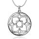 Silver Plated Brass Flat Round Pendant Necklaces(NJEW-BB08235)-1