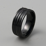 201 Stainless Steel Grooved Finger Ring for Men, Electrophoresis Black, Inner Diameter: 19mm(RJEW-WH0011-14B)