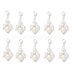 10Pcs Angel Alloy & ABS Imitation Pearl Pendants Decorations, with Alloy Lobster Claw Clasps, Silver, 42mm(HJEW-JM04080-S)