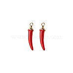 Alloy Red Enamel Pendants, Chili Charm, Golden, 32x7mm(FIND-WH0152-889C-01G)