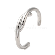 304 Stainless Steel Wire Wrap Cuff Bangles, Knot, Stainless Steel Color, Wide: 7~13mm, Inner Diameter: 2-3/8 inch(6.1cm)(BJEW-Q773-06D-P)
