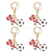 PandaHall Elite 4Pcs Football & Short & Football with Word I Love Soccer Enamel Pendant Keychain, For Athletes Men's Gifts DIY Handmade Jewelry, Colorful, 9.5cm(KEYC-PH0001-90)