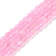 Cat Eye Beads Strands, Faceted, Teardrop, Pink, 6x4mm, Hole: 0.9mm, about 63pcs/strand, 15.16 inch(38.5cm)(CE-N014-02A-01)