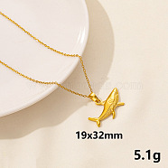 Stylish Ocean Stainless Steel Shark Pendant Necklace for Women(ZE1503-2)