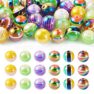 30Pcs 5 Colors Opaque Acrylic Beads, Round with Stripe Pattern, Mixed Color, 14.5~16mm, Hole: 2.3~4.4mm, 5pcs/color(MACR-TA0001-46)