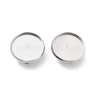 304 Stainless Steel Brooch Base Settings, Flat Round, Stainless Steel Color, 22x2mm, Tray: 20mm(FIND-D035-04D-P)