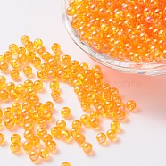Eco-Friendly Transparent Acrylic Beads, Round, AB Color, Orange, 6mm, Hole: 1.5mm, about 4000pcs/500g(PL733-14)