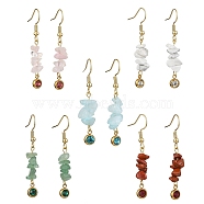 Natural & Synthetic Mixed Gemstone Chips Dangle Earrings for Women, 45x6mm(EJEW-JE05656)