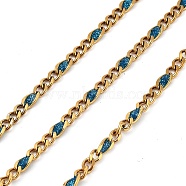 Ion Plating(IP) 304 Stainless Steel Enamel Chains, Soldered, with Spool, Steel Blue, 11x3x1.5mm(CHS-Q005-06G-10)