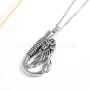 Titanium Steel Urn Ashes Pendants, Fishhook with Wing, Stainless Steel Color, 40x20mm(BOTT-PW0001-103P)