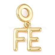 Rack Plating Brass Word FE European Dangle Charms, Friendship Large Hole Pendants, Long-Lasting Plated, Cadmium Free & Lead Free, Real 18K Gold Plated, 26mm, Hole: 4.5mm(KK-P287-08G)