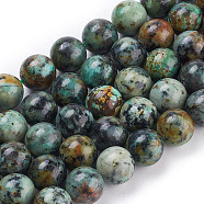 Natural African Turquoise(Jasper) Beads Strands, Round, 10mm, Hole: 1mm, about 39pcs/strand, 15.5 inch(TURQ-G037-10mm)