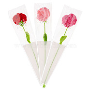 3Pcs 3 Colors Cotton Knitting Artificial Flower, Ornament Accessories, with Package Bag, Mother's Day Theme, Dianthus Caryophyllus, Mixed Color, 435mm, 1pc/color(AJEW-FG0001-80)