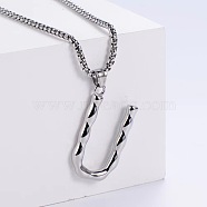 3Pcs Stainless Steel Textured Letter Pendants, Without Chain, Letter U(LW4134-21)