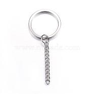 304 Stainless Steel Split Key Rings, Keychain Clasp Findings, Faceted, Ring, Stainless Steel Color, 73mm(STAS-G085-05)