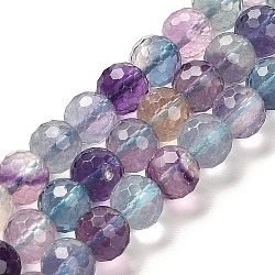 Natural Fluorite Beads Strands, Grade 2A, Faceted Round, 7.8~8.8mm, Hole: 1mm, about 47~49pcs/strand, 15.08''~15.24''(38.3~38.7cm)(G-K345-A02-02)