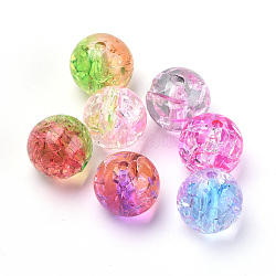 Acrylic Beads, Transparent Crackle Style, Two Tone Style, Round, Mixed Color, 8mm, Hole: 2mm(X-OACR-N002-01)