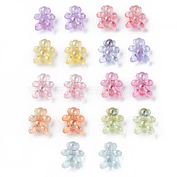 Transparent Acrylic Beads, AB Color Plated, Bear, Mixed Color, 16x13x8.5mm, Hole: 2mm, about 700pcs/500g(MACR-S154-127-C)