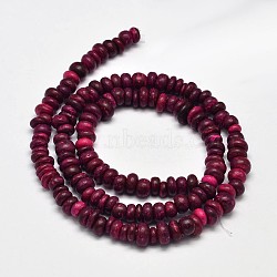 Natural Coconut Rondelle Bead Strands, Medium Violet Red, 4~8x2~6mm, Hole: 1mm, about 108pcs/strand, 15 inch(COCB-O002-01D)