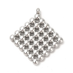 304 Stainless Steel Pendants, Dotted Rhombus Charm, Stainless Steel Color, 27x24x3mm, Hole: 1.8mm(STAS-L216-49P)