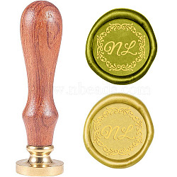 Wax Seal Stamp Set, Sealing Wax Stamp Solid Brass Head,  Wood Handle Retro Brass Stamp Kit Removable, for Envelopes Invitations, Gift Card, Letter Pattern, 83x22mm(AJEW-WH0208-372)