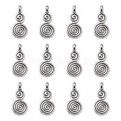 Helix Tibetan Style Alloy Pendants, Cadmium Free & Nickel Free & Lead Free, Antique Silver, 17x8x1.5mm, Hole: 1.5mm.(LF0038Y-NF)