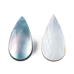 Natural Turbo Cornulus/Top Shells Cabochons, with Acrylic and Shell, Dyed, Teardrop, Sky Blue, 21x10.5x4~4.5mm(SSHEL-N003-156A)