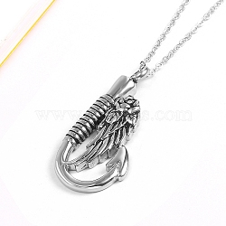 Titanium Steel Urn Ashes Pendants, Fishhook with Wing, Stainless Steel Color, 40x20mm(BOTT-PW0001-103P)