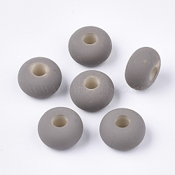 Rubberized Style Acrylic European Beads, Large Hole Beads, Rondelle, Gainsboro, 16x9mm, Hole: 5mm, about 330pcs/500g(OACR-T014-19C)