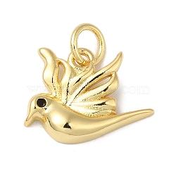 Rack Plating Brass Enamel Charms, with Jump Ring, Long-Lasting Plated, Lead Free & Cadmium Free, Bird Charm, Real 18K Gold Plated, 11.5x14.5x3mm, Hole: 3mm(KK-B092-35G)