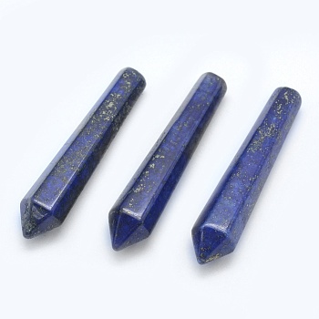 Natural Lapis Lazuli Pointed Beads, Healing Stones, Reiki Energy Balancing Meditation Therapy Wand, Bullet, Undrilled/No Hole Beads, Dyed, 50.5x10x10mm