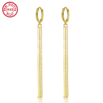 925 Sterling Silver Dangle Hoop Earrings, Chains Tassel Earrings, Real 18K Gold Plated, 63x3mm