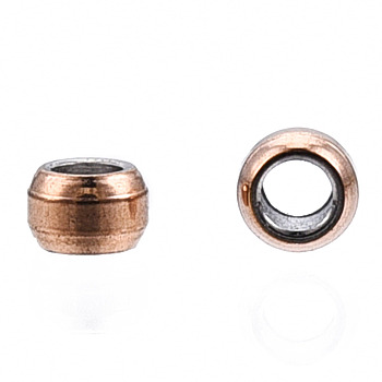 304 Stainless Steel Crimp Beads, Rose Gold, 1.5x0.8mm, Hole: 0.8mm