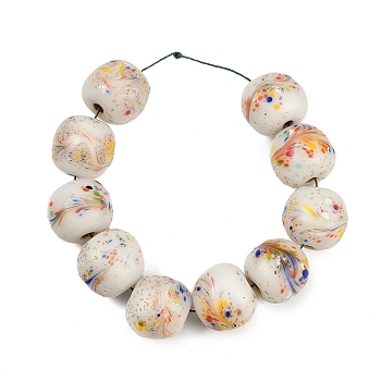 Handmade Lampwork Beads, Round, Beige, 20.5-21x19-20mm, Hole: 4mm