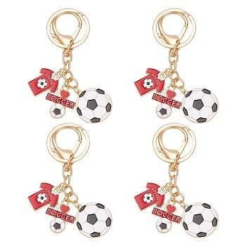 PandaHall Elite 4Pcs Football & Short & Football with Word I Love Soccer Enamel Pendant Keychain, For Athletes Men's Gifts DIY Handmade Jewelry, Colorful, 9.5cm