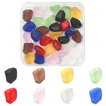 32Pcs 8 Colors Transparent Frosted Glass Beads Strands, Nuggets, Mixed Color, 15x12x9.5mm, Hole: 1mm, 4pcs/color