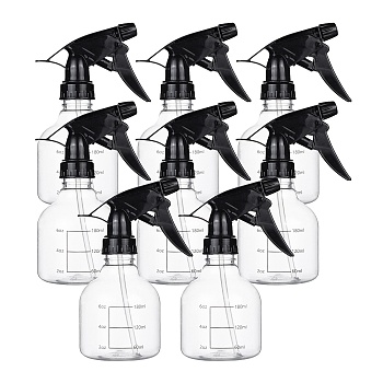 250ml Empty Plastic Spray Bottles with Black Trigger Sprayers Clear Trigger Sprayer Bottle with Adjustable Nozzle for Cleaning Gardening Plant Hair Salon, Black, 15.5x7.2cm, Capacity: 250ml